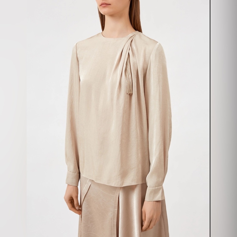 NWT $325 Vince Drape Neck Tassel Blouse